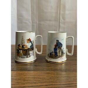 Norman Rockwell Mugs set of 2‎ Vintage